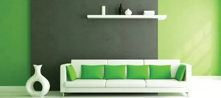 Professional paint contractors - Green wall living room concept.